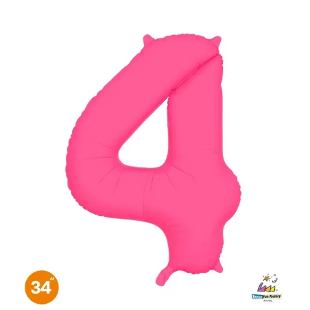 34" Number 4 Slim Neon Fuchsia bag of 1pc
