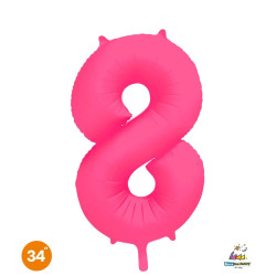 34" Number 8 Slim Neon Fuchsia bag of 1pc
