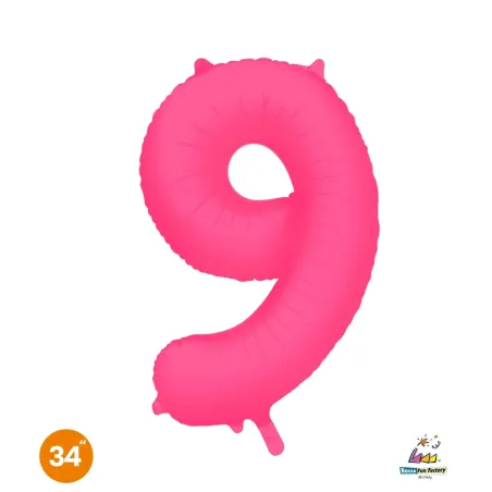 34" Number 9 Slim Neon Fuchsia bag of 1pc