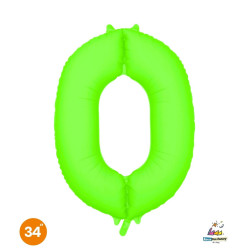 34" Number 0 Slim Neon Green bag of 1pc