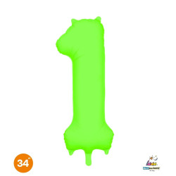 34" Number 1 Slim Neon Green bag of 1pc