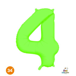 34" Number 4 Slim Neon Green bag of 1pc
