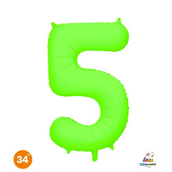 34" Number 5 Slim Neon Green bag of 1pc