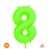 34" Number 8 Slim Neon Green bag of 1pc