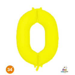 34" Number 0 Slim Neon Yellow bag of 1pc