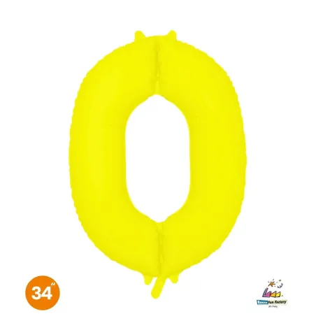 34" Number 0 Slim Neon Yellow bag of 1pc