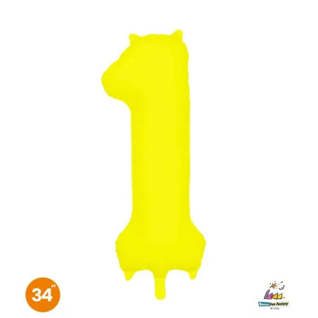 34" Number 1 Slim Neon Yellow bag of 1pc