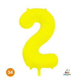 34" Number 2 Slim Neon Yellow bag of 1pc