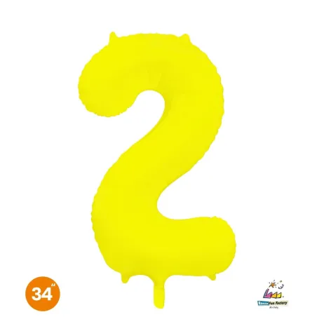 34" Number 2 Slim Neon Yellow bag of 1pc