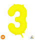 34" Number 3 Slim Neon Yellow bag of 1pc