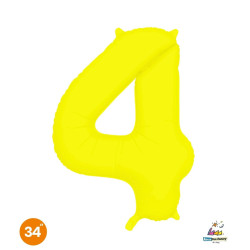34" Number 4 SlimNeon Yellow bag of 1pc