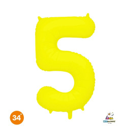 34" Number 5 Slim Neon Yellow bag of 1pc