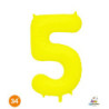 34" Number 5 Slim Neon Yellow bag of 1pc