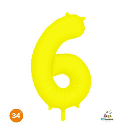 34" Number 6 Slim Neon Yellow bag of 1pc
