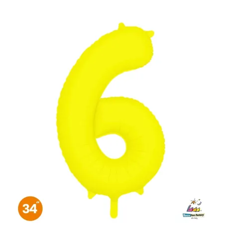 34" Number 6 Slim Neon Yellow bag of 1pc