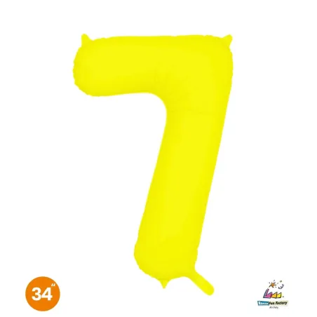 34" Number 7 Slim Neon Yellow bag of 1pc