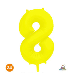 34" Number 8 Slim Neon Yellow bag of 1pc