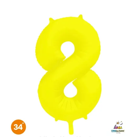 34" Number 8 Slim Neon Yellow bag of 1pc