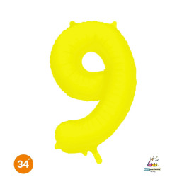 34" Number 9 Slim Neon Yellow bag of 1pc