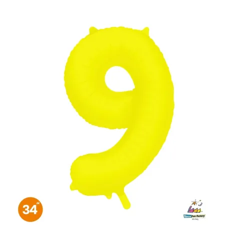 34" Number 9 Slim Neon Yellow bag of 1pc