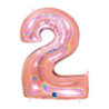 Mylar Number 2 HoloGlitter Pink Gold Mega 40" - 101cm 1pc