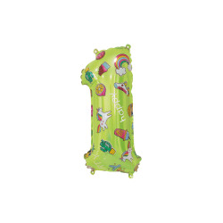 14" Number 1 Hooray Party Green bag of 1pc