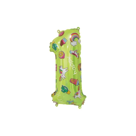 14" Number 1 Hooray Party Green bag of 1pc