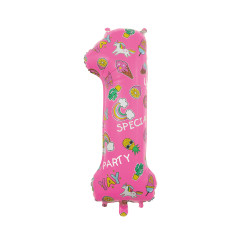 34" Number 1 Hooray Party Pink bag of 1pc