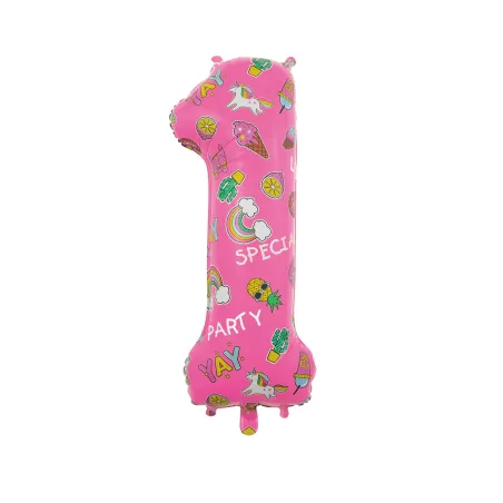 34" Number 1 Hooray Party Pink bag of 1pc