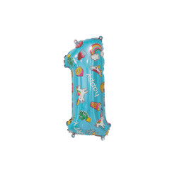 14" Number 1 Hooray Party Celeste bag of 5pcs