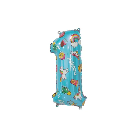 14" Number 1 Hooray Party Celeste bag of 5pcs