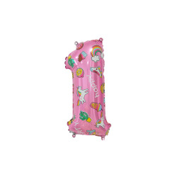 14" Number 1 Hooray Party Pink bag of 5pcs