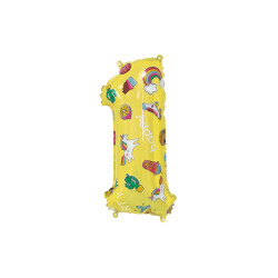 14" Number 1 Hooray Party Yellow bag of 5pcs