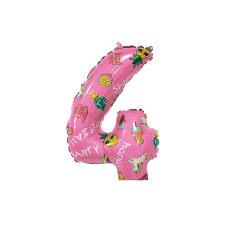 14" Number 4 Hooray Party Pink bag of 5pcs