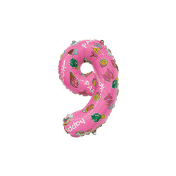 14" Number 9 Hooray Party Pink bag of 5pcs